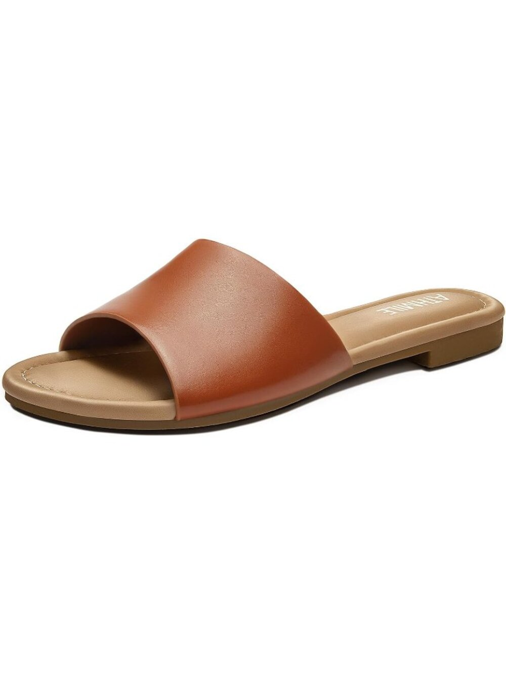 🆕Women's Brown Sandals One Band Dressy Open Toe Flats Summer Slides Casual